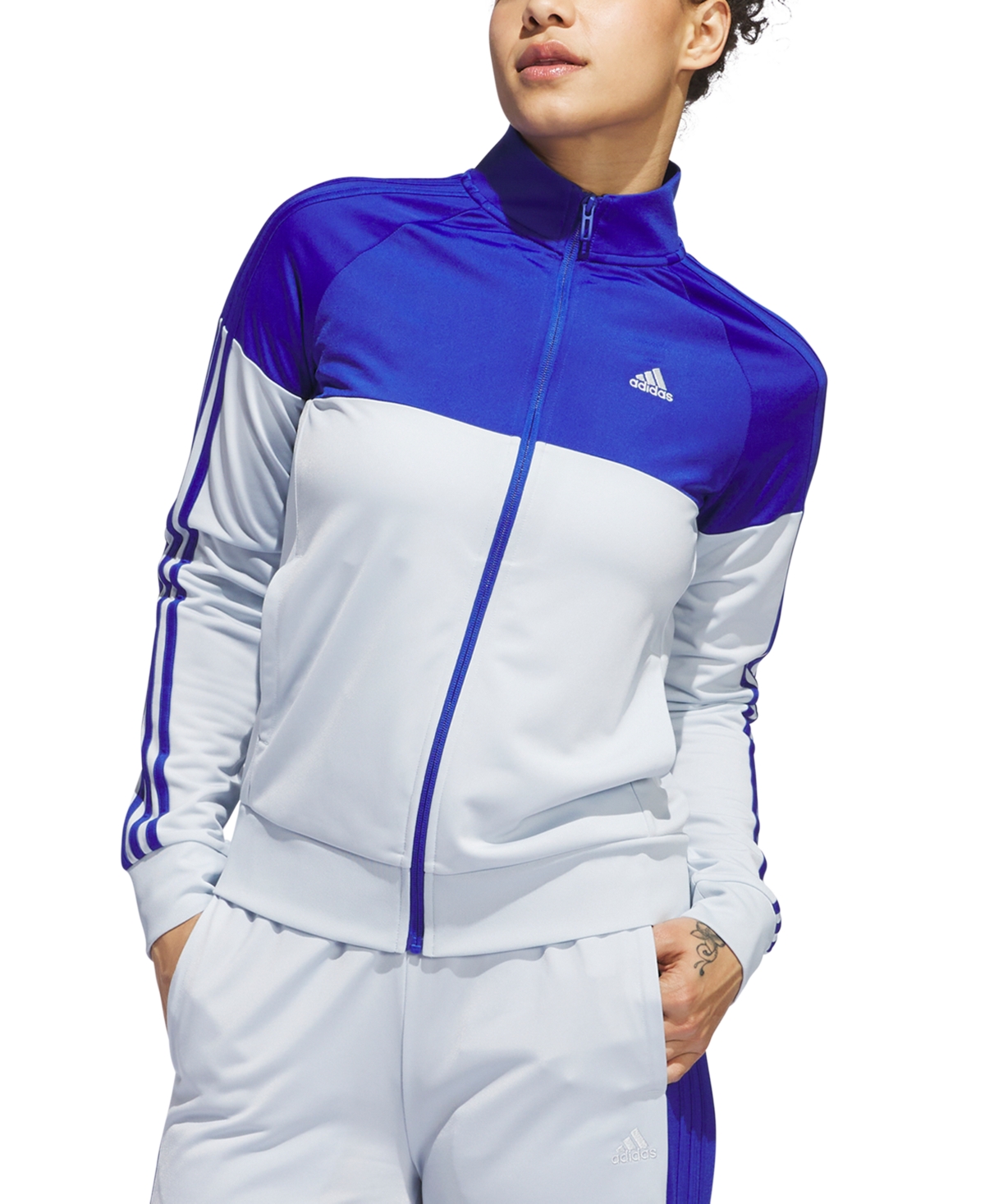 Shop Adidas Originals Women's Colorblocked Tricot Jacket In Halo Blue