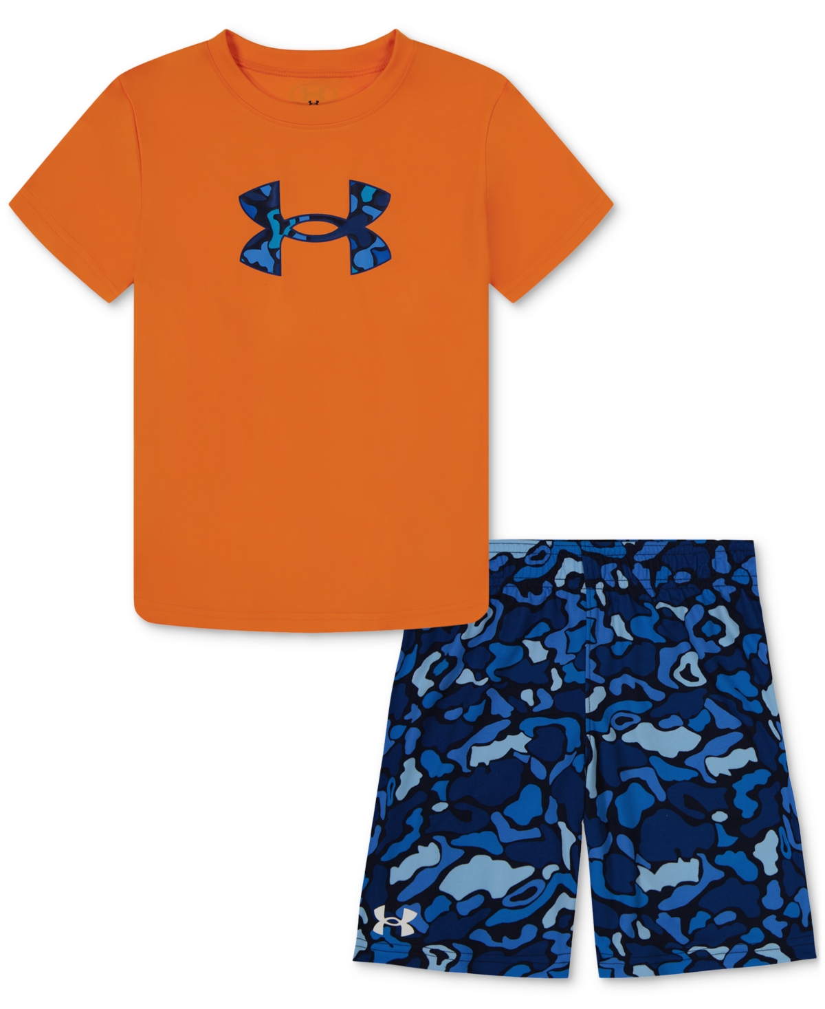 Shop Under Armour Toddler & Little Boys Logo T-shirt & Printed Shorts, 2 Piece Set In Atomic