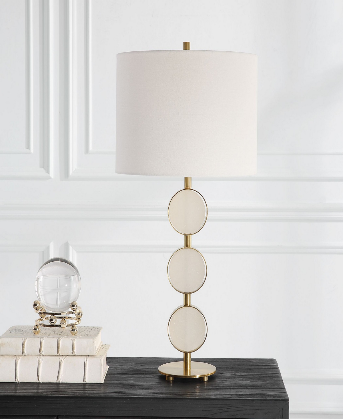 Shop Uttermost 28.5" Three Rings Table Lamp In Brass