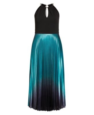 Plus Size Pleated Ombre Maxi Dress - black