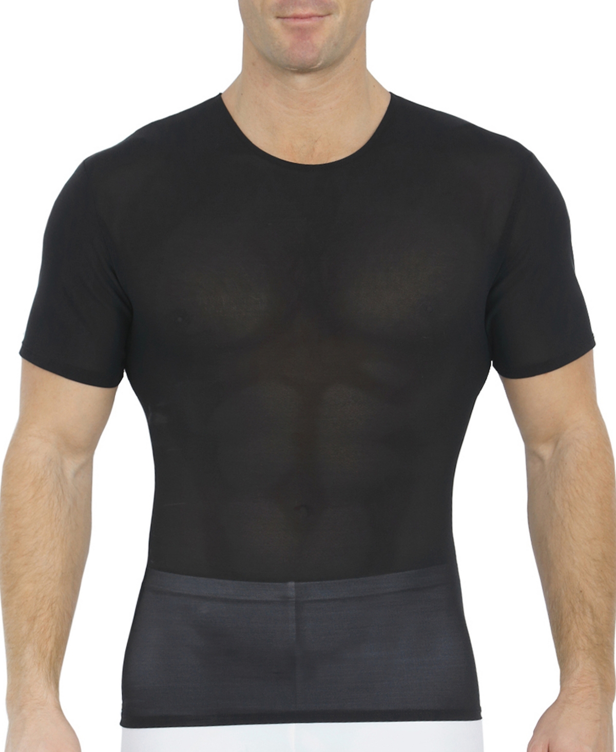 Men's Power Mesh Compression Short Sleeve Crewneck T-shirt - Black