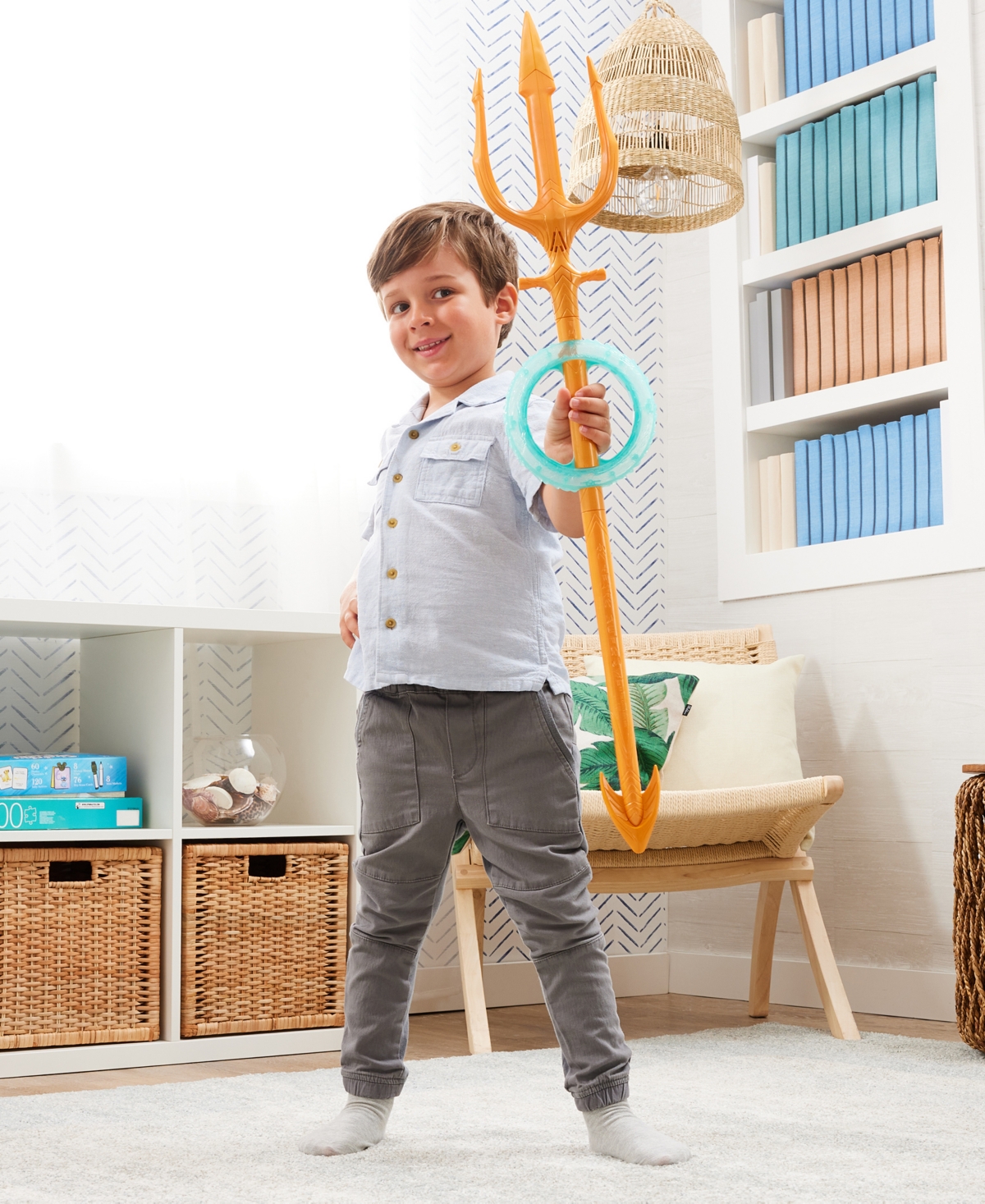Aquaman Spinning Trident, 35" Interactive Toy With Lights And Sounds, Movie-styling In Multi-color