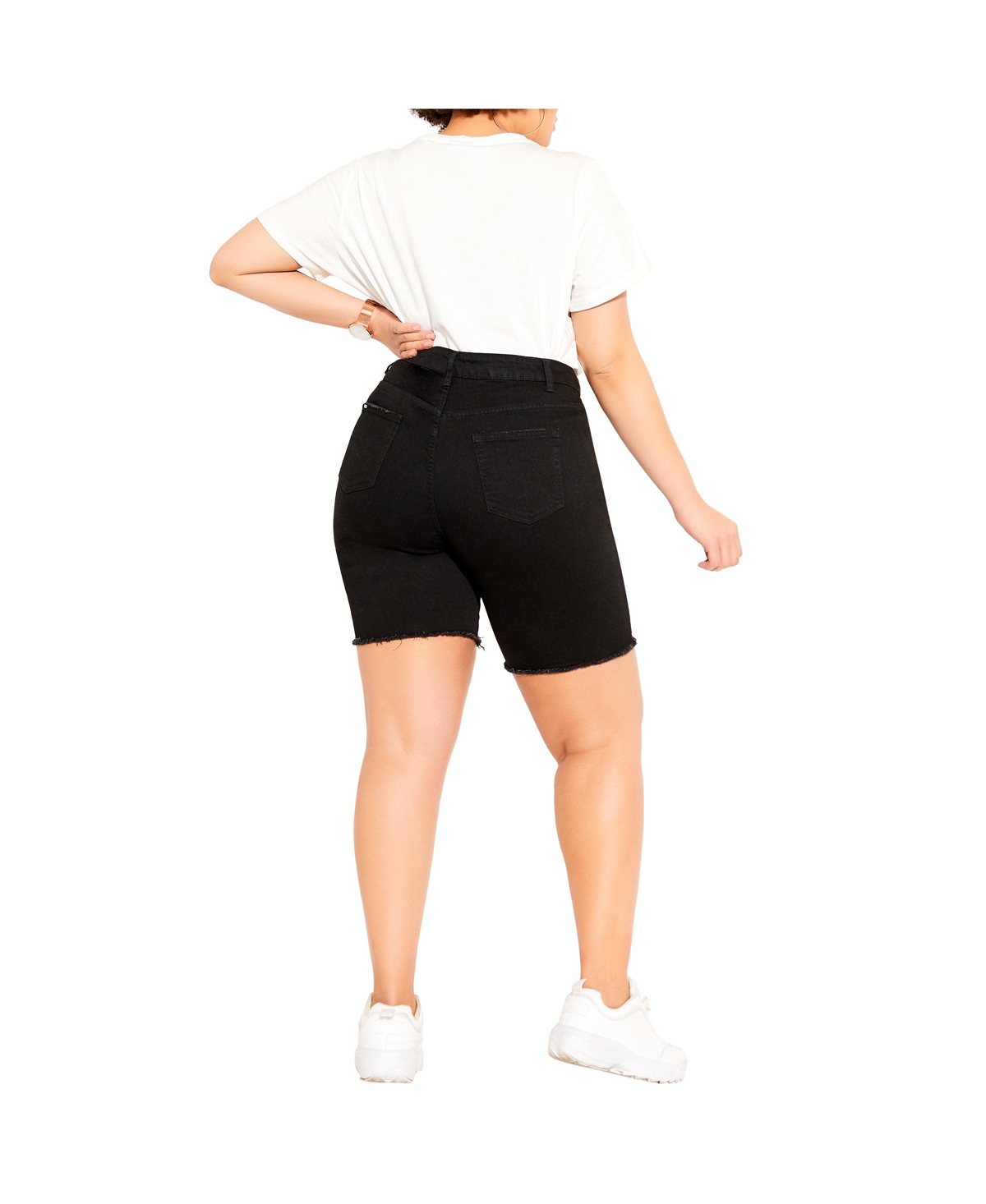 City Chic Plus Size Longline Distressed Short
