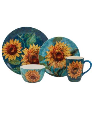 Golden Sunflowers 16 Pc. Dinnerware Set, Service for 4