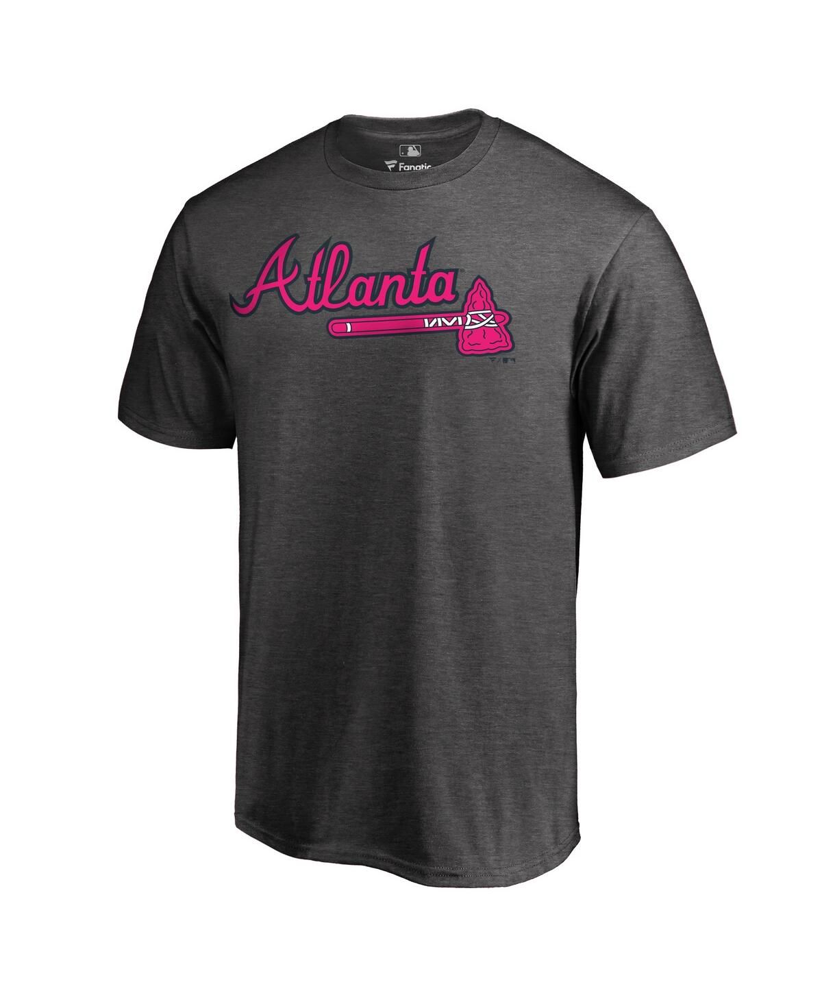 Men's Fanatics Heather Gray Atlanta Braves 2019 Mother's Day Pink Wordmark T-shirt - Heather Gray