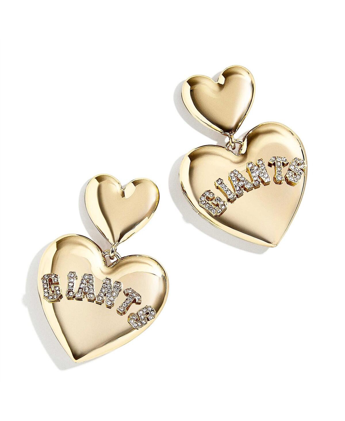 Shop Wear By Erin Andrews Women's  X Baublebar San Francisco Giants Heart Statement Drop Earrings In Gold-tone