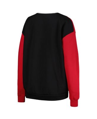 Women's White, Black USC Trojans Vertical Color-Block Pullover Sweatshirt