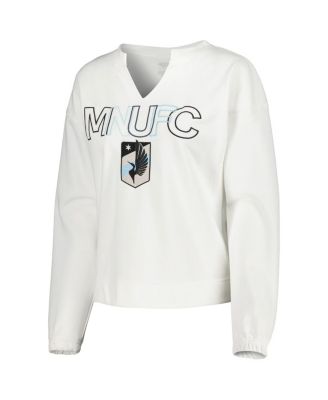 Women's White Minnesota United FC Sunray Notch Neck Long Sleeve T-shirt