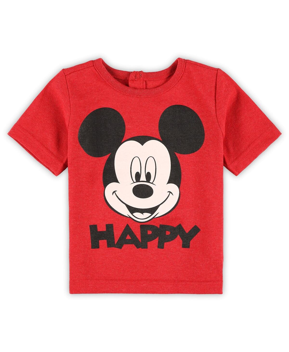 Shop Children's Apparel Network Baby Boys And Girls Mickey Mouse Gray, Navy T-shirt, Shorts And Romper Set In Gray,navy