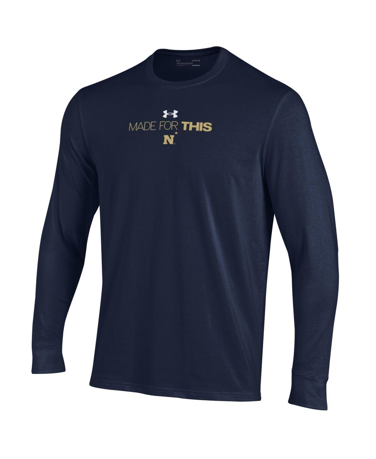 Shop Under Armour Men's And Women's  Navy Navy Midshipmen 2024 On-court Bench Unity Performance Long Sleev