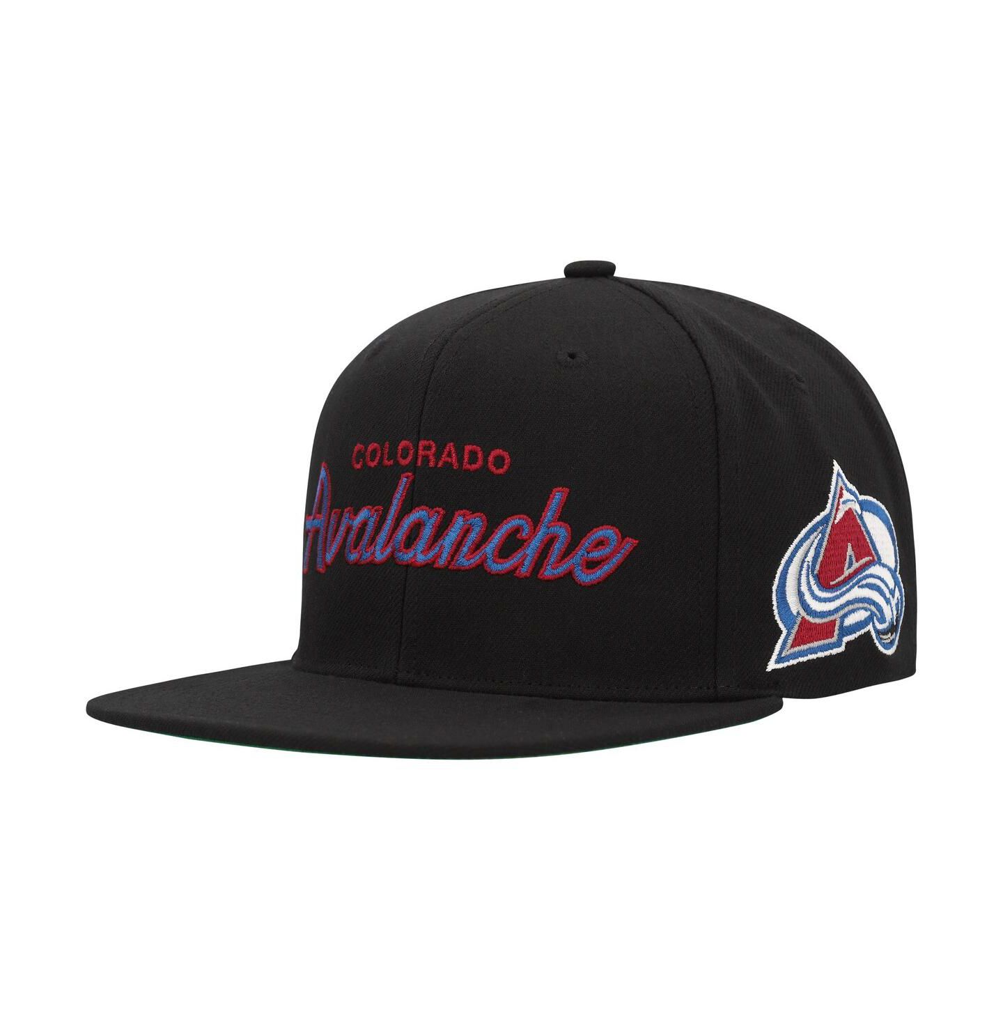 Мужская кепка Mitchell & Ness Black Colorado Avalanche Core Team Script 2.0 Snapback Hat — фото 1