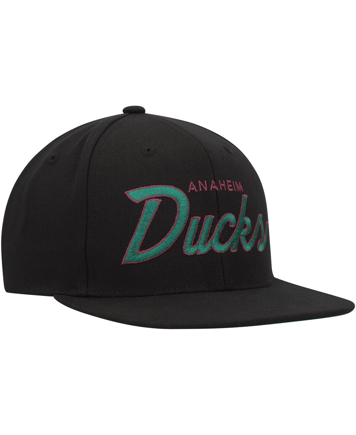 Men's Mitchell & NessAnaheim Ducks Core Team Script 2.0 Snapback Hat - Black