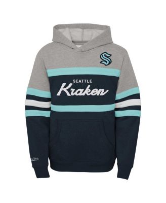 Big Boys Sea Blue Seattle Kraken Head Coach Pullover Hoodie