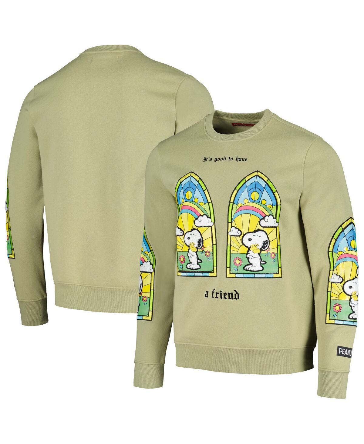 Freeze Max Men's And Women's  Olive Peanuts Snoopy Friend Pullover Sweatshirt