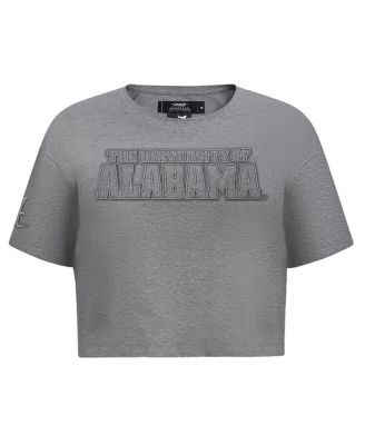 Women's Heather Charcoal Alabama Crimson Tide Tonal Neutral Boxy Cropped T-shirt