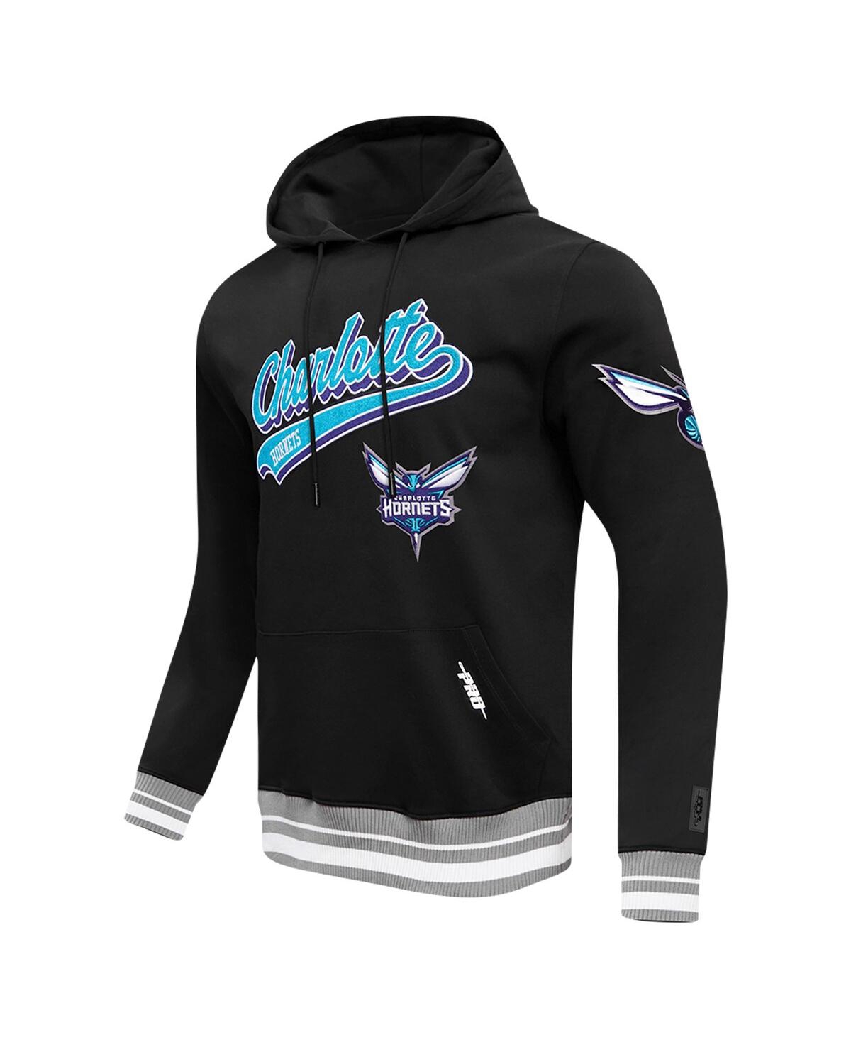 Shop Pro Standard Men's  Black Charlotte Hornets Script Tail Pullover Hoodie