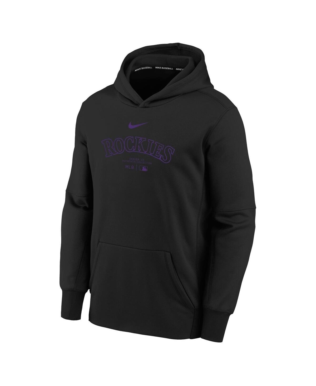 Big Boys NikeColorado Rockies Authentic Collection Performance Pullover Hoodie - Black