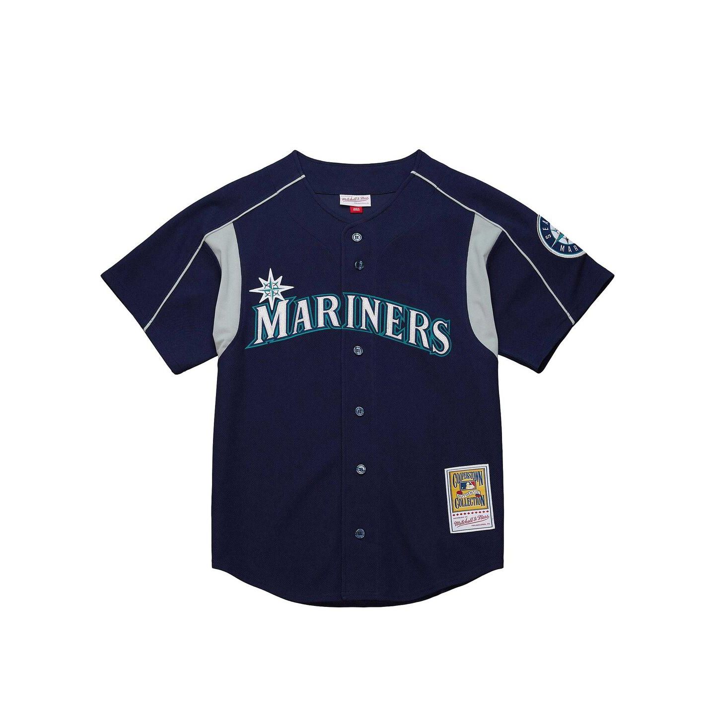 Мужской топ Mitchell & Ness Ichiro Suzuki Navy Distressed Seattle Mariners Cooperstown Collection Batting Practice Jersey — фото 4
