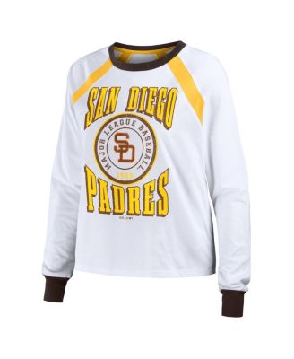 Women's White Distressed San Diego Padres Raglan Long Sleeve T-shirt