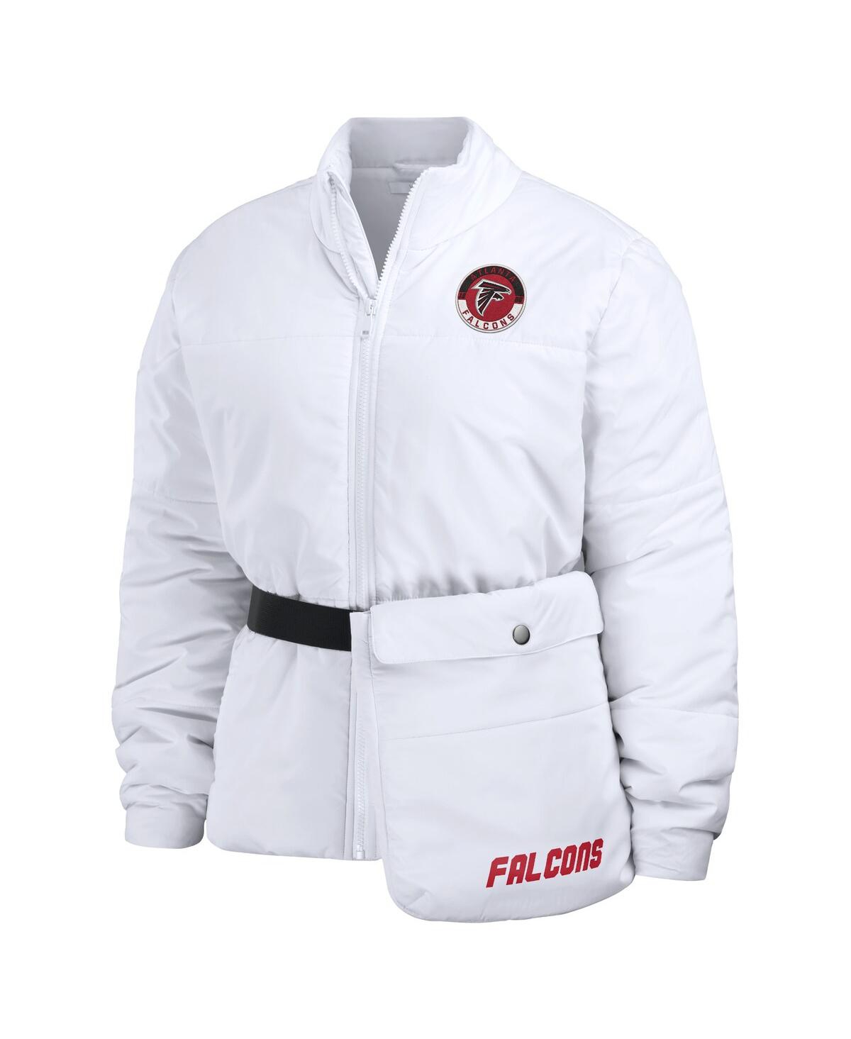 Shop Wear By Erin Andrews Women's  White Atlanta Falcons Packaway Full-zip Puffer Jacket