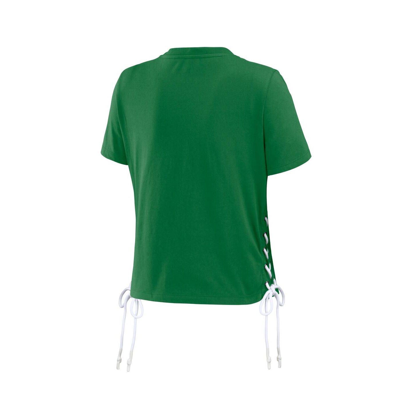 Женская футболка WEAR by Erin Andrews Green Oregon Ducks Side Lace-Up Modest Crop — фото 3