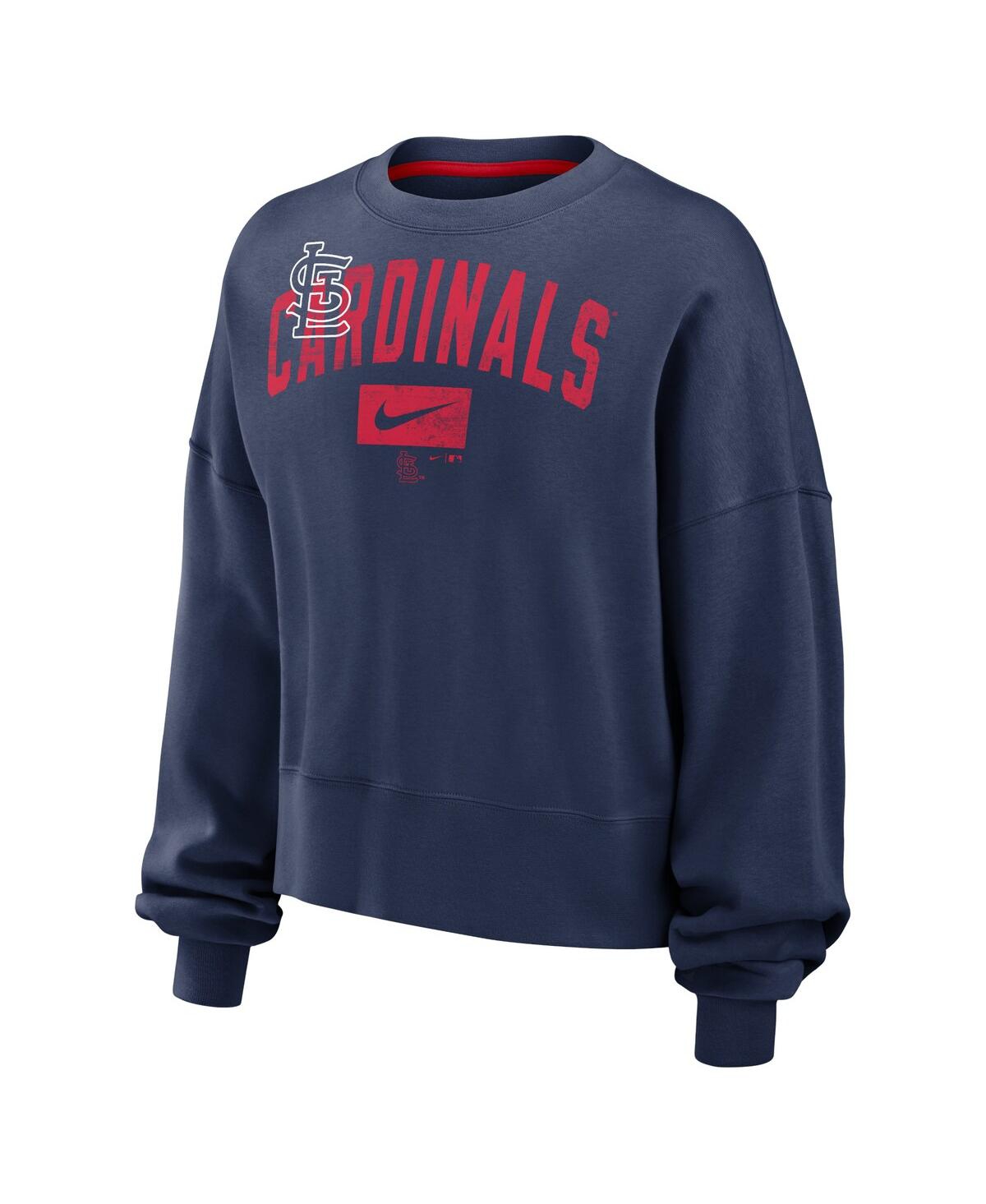 Shop Nike Women's  Navy Distressed St. Louis Cardinals Pullover Sweatshirt