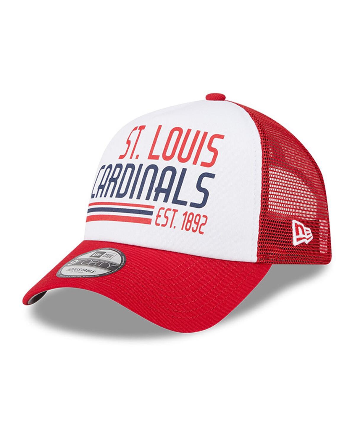 Men's New Era White, Red St. Louis Cardinals Stacked A-Frame Trucker 9FORTY Adjustable Hat - White, Red