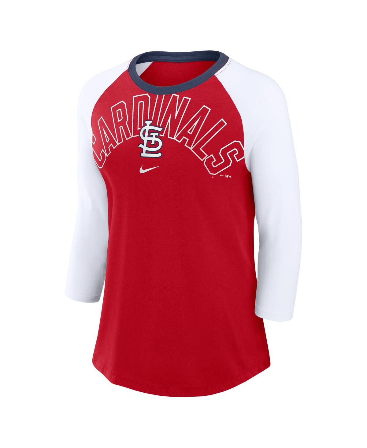 Women's Nike White St. Louis Cardinals Knockout Arch 3/4-Sleeve Raglan Tri-Blend T-shirt - White