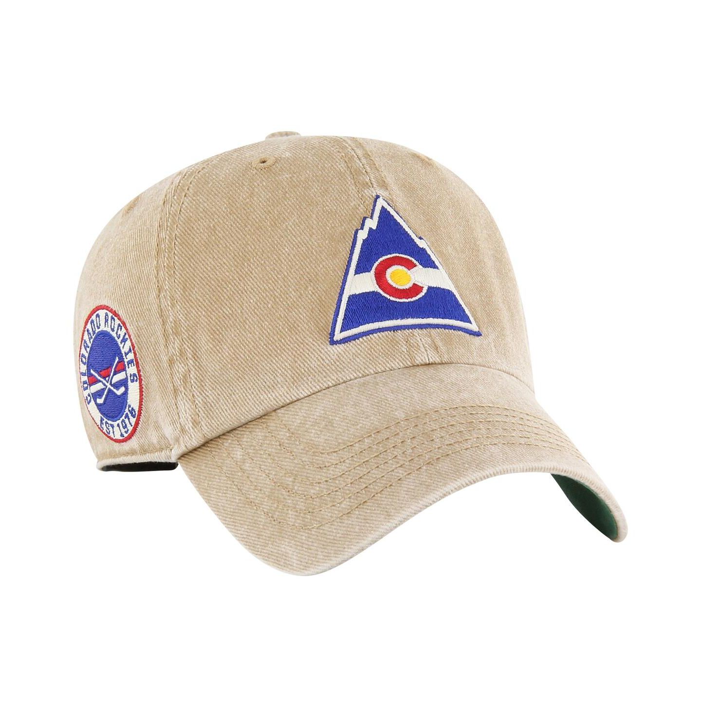Мужская кепка '47 Brand Khaki Distressed CO Rockies Vintage-Like Hockey Earldor Clean Up Adjustable Hat — фото 1