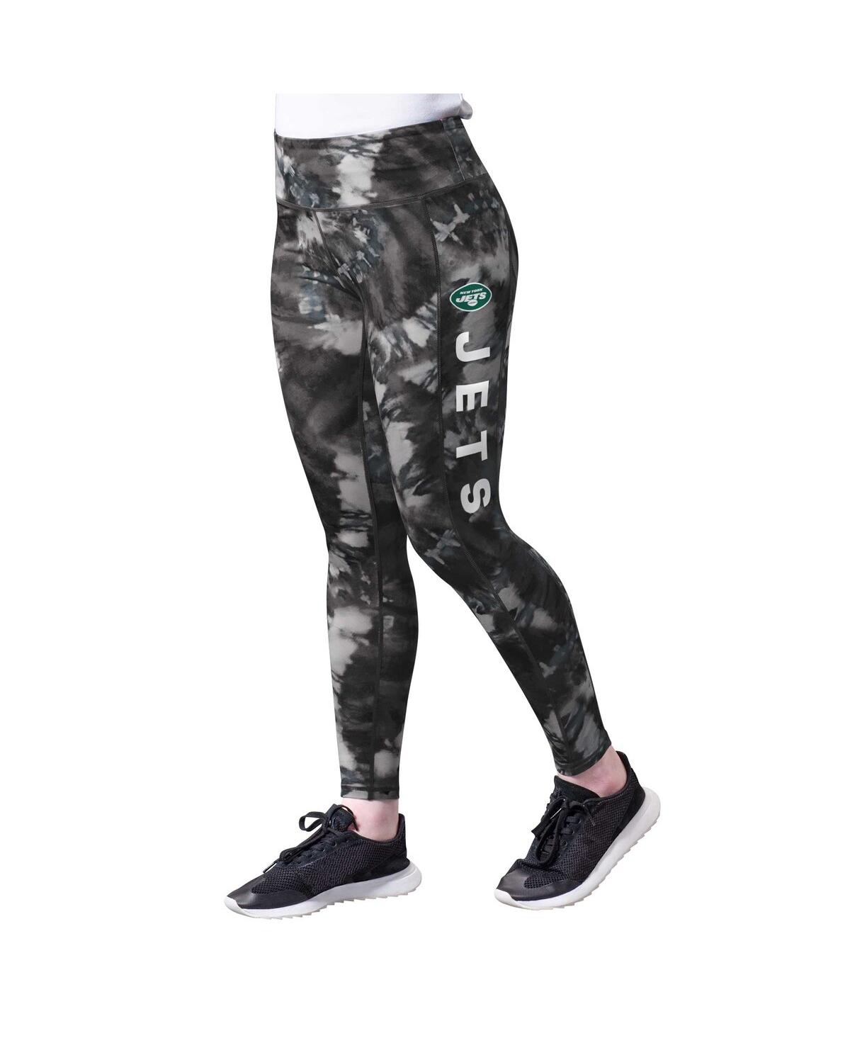 Shop Msx By Michael Strahan Women's  Black New York Jets Aubrey Tie-dye Leggings