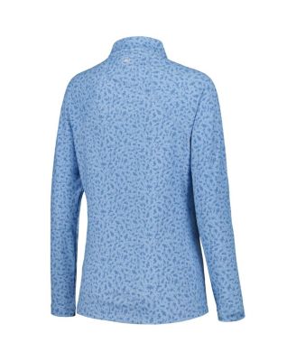 Women's Blue THE PLAYERS Printed Raglan Perth Quarter-Zip Top