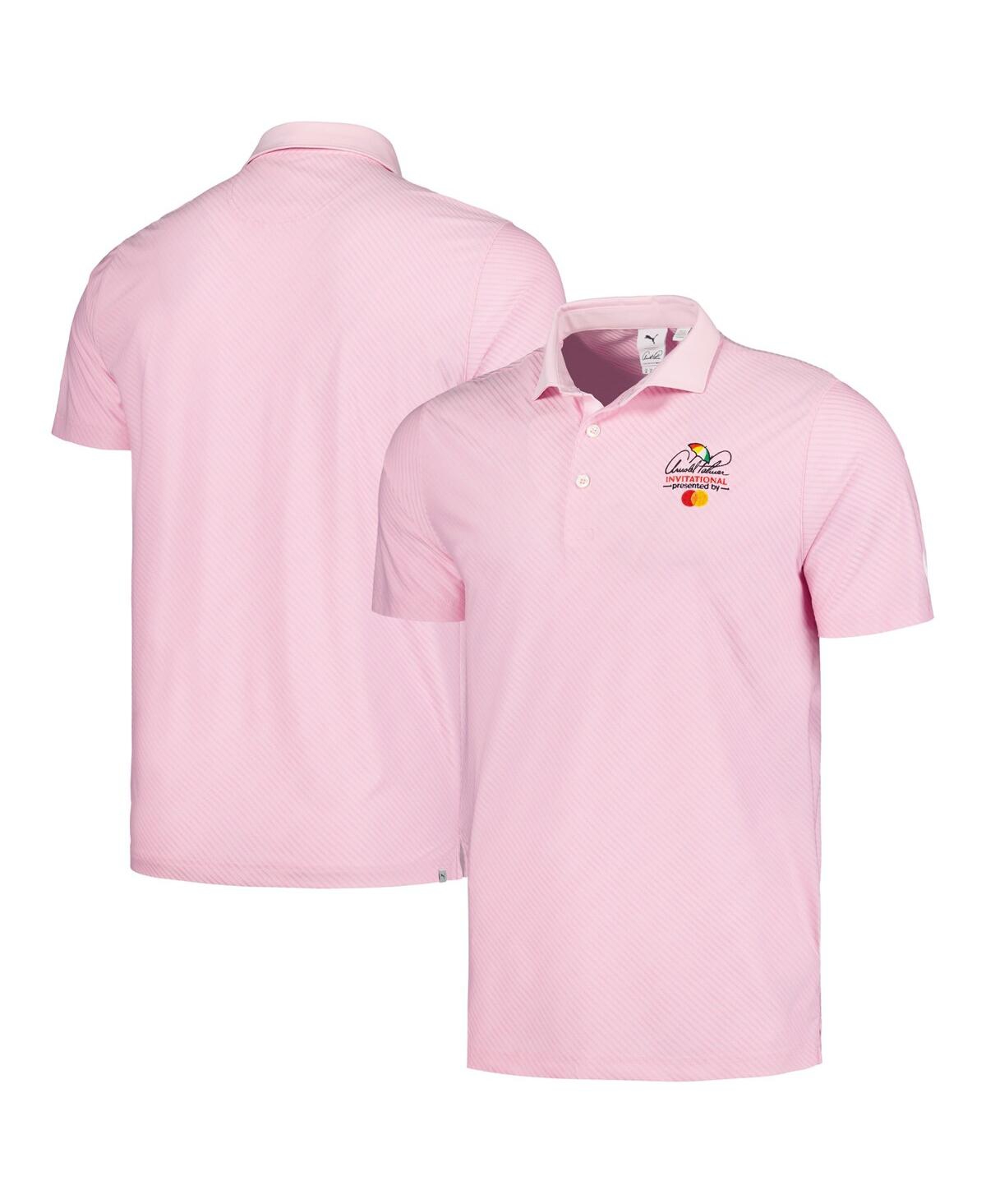 Men's Puma Pink Arnold Palmer Invitational Jacquard Stripe Mattr Polo Shirt - Pink