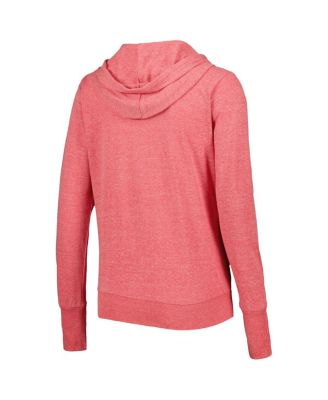 Women's Red Distressed Washington Nationals Training Camp Tri-Blend Lightweight Full-Zip Hoodie