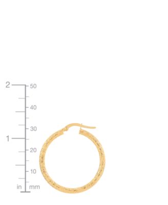 Textured Tube Medium Hoop Earrings in 10k Gold, 1-1/8"