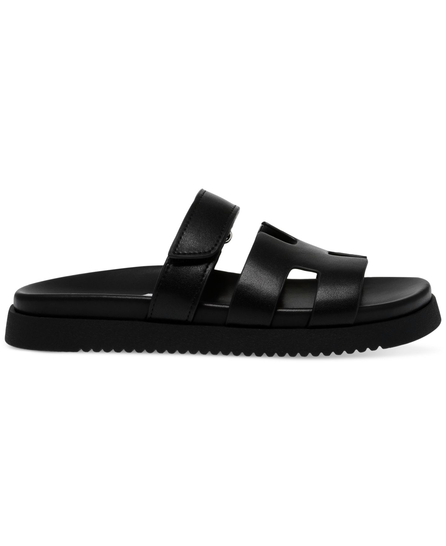 Женские сандалии Steve Madden Mayven Footbed Slide, цвет: Чёрный кожаный — фото 3