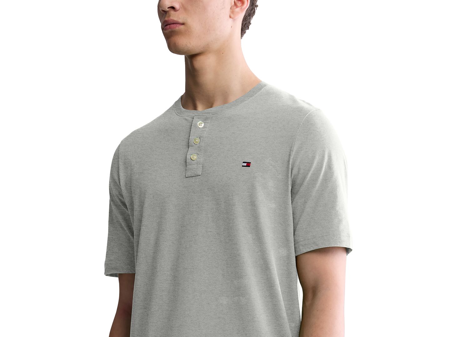 Мужская футболка Tommy Hilfiger Classic-Fit Short-Sleeve Solid Henley, цвет: Серый — фото 2