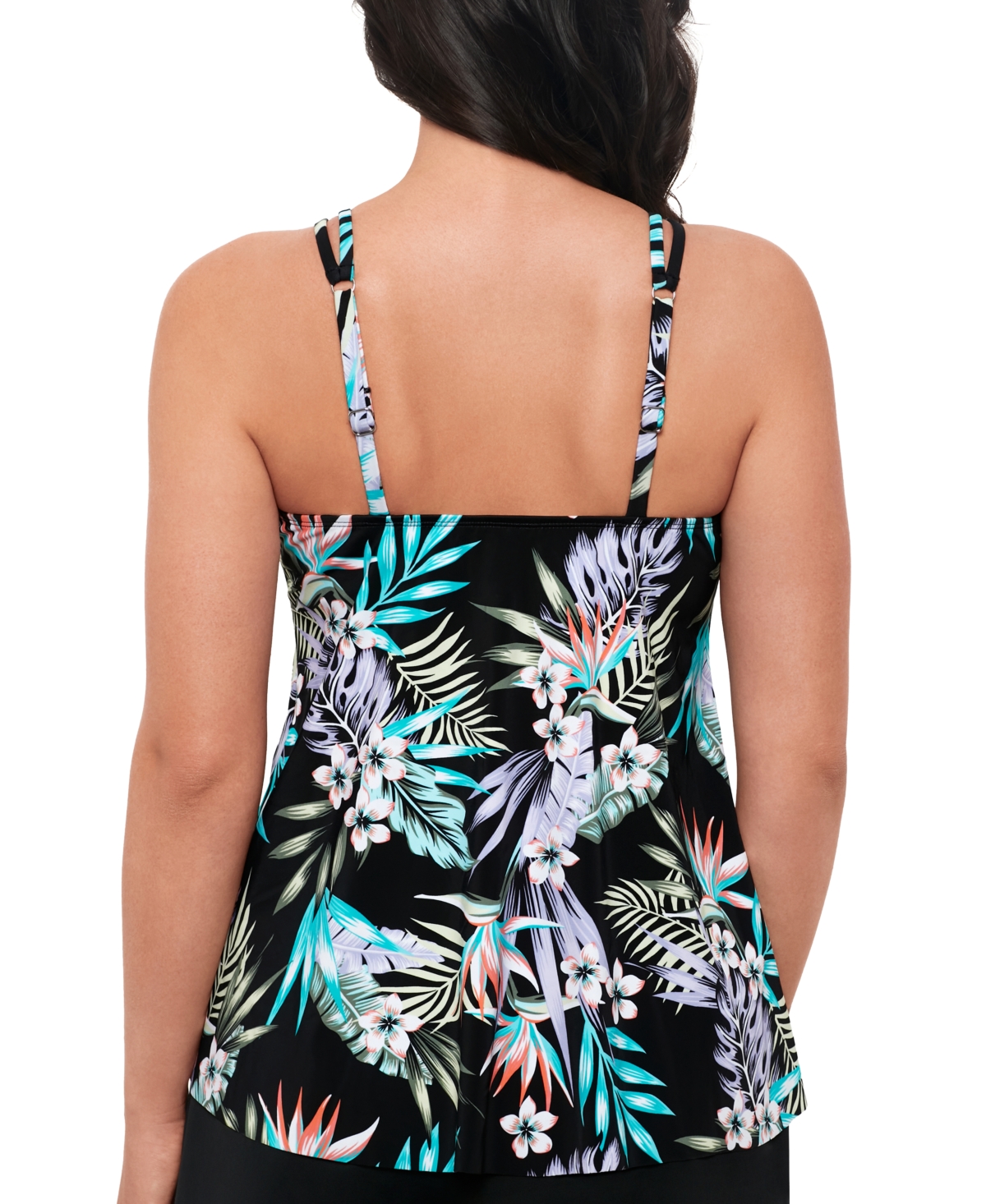 Shop Swim Solutions Women's Bring Me Flowers Tankini, Created For Macy's In Black Multi