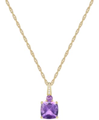 Macy's - Lab-Grown White Sapphire Accent Gemstone 18" Pendant Necklace in Sterling Silver
