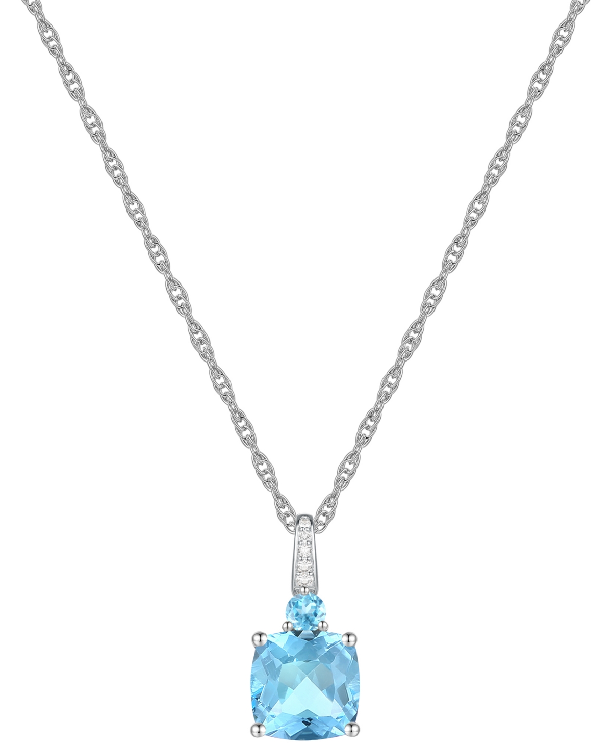 Shop Macy's Lab-grown White Sapphire Accent Gemstone 18" Pendant Necklace In Sterling Silver In Blue Topaz