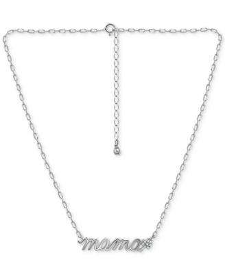 Cubic Zirconia Mama Heart Pendant Necklace, 16" + 2" extender, Created for Macy's