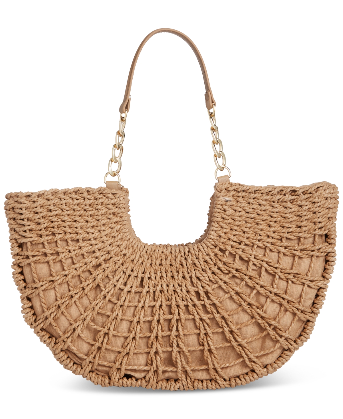 Shop Inc International Concepts Ivah Extra-large Woven Straw Chain Tote, Created For Macy's In Natural Straw