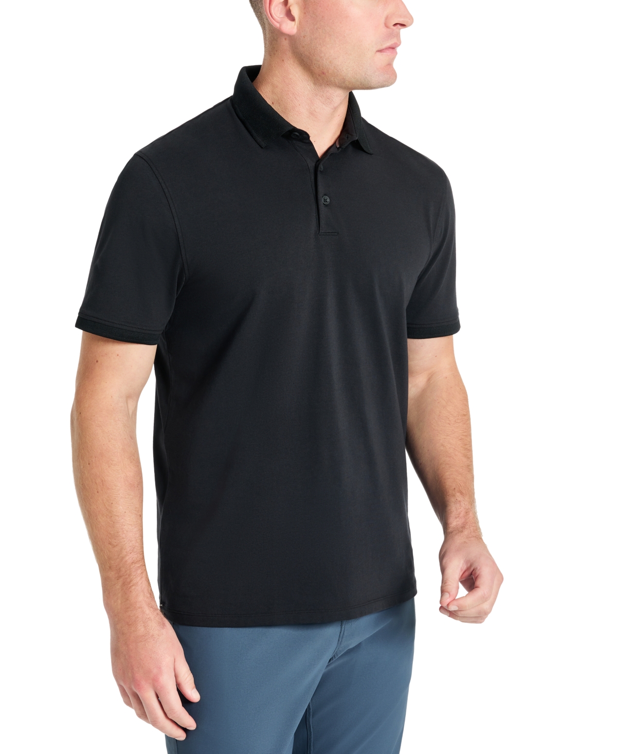 Shop Kenneth Cole Men's Solid Button Placket Polo Shirt In Black,black