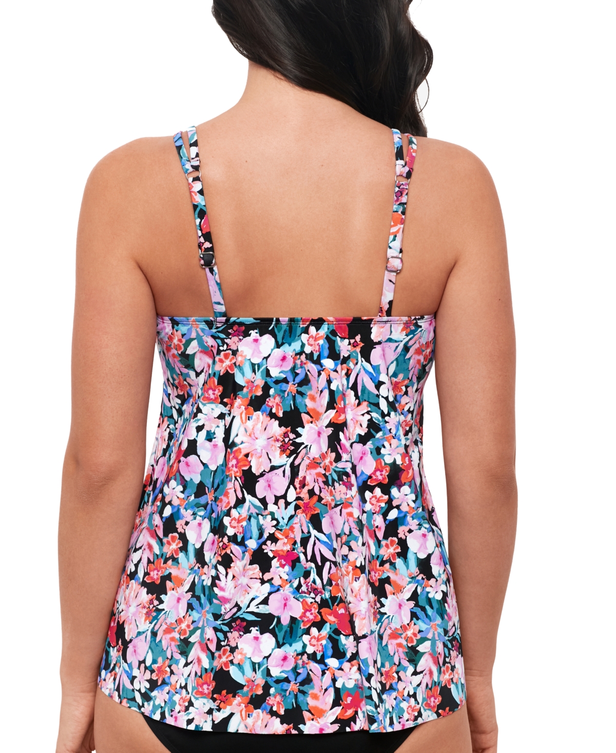Shop Swim Solutions Women's Blushing Pleated Tankini Top, Created For Macy's In Multi