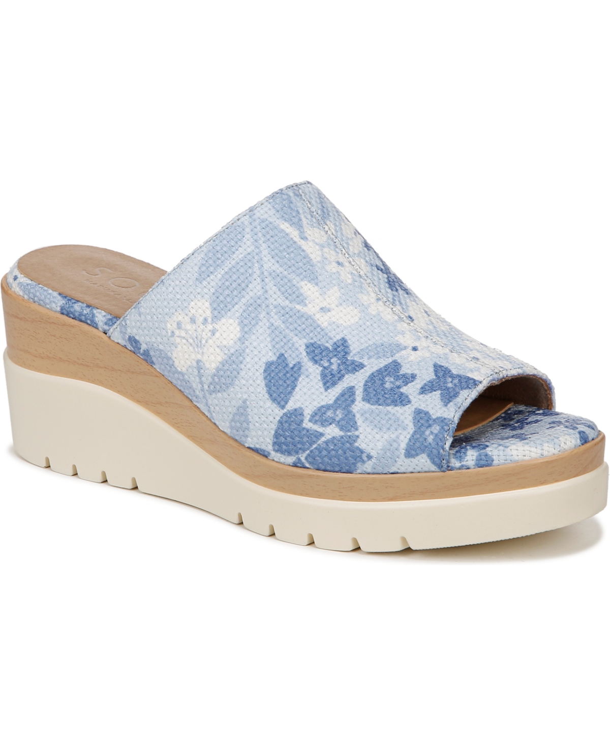 Shop Soul Naturalizer Goodtimes-mule Wedge Sandals In Bluebell Canvas