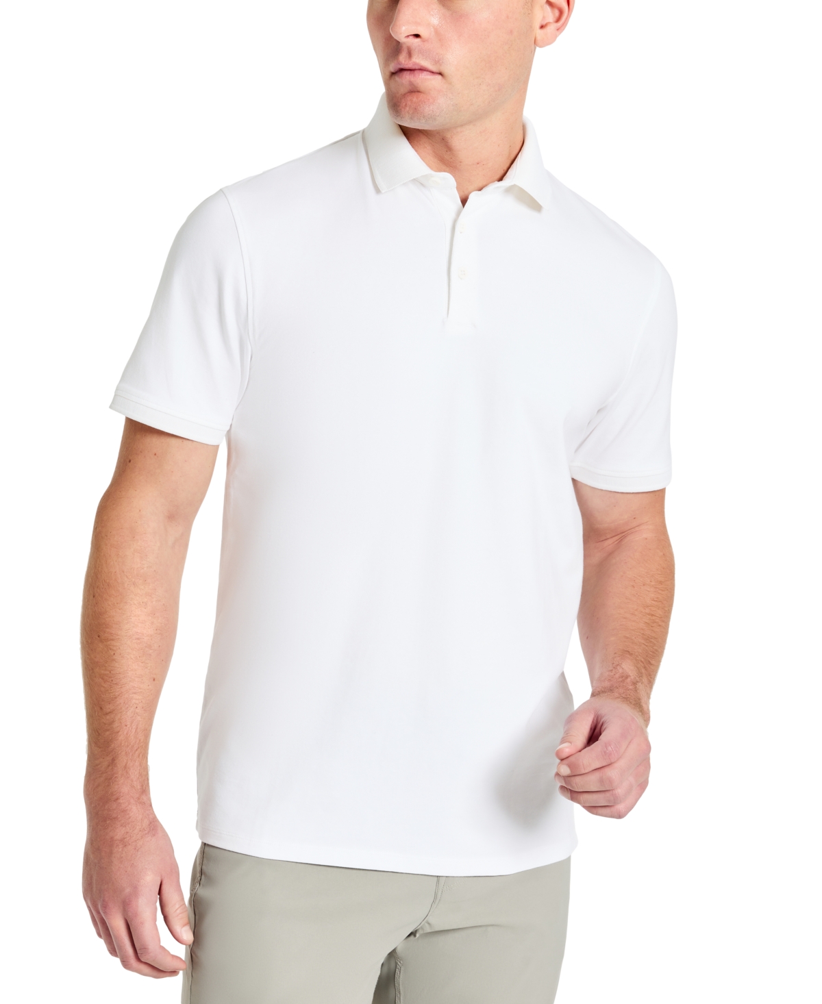 Shop Kenneth Cole Men's Solid Button Placket Polo Shirt In White,white