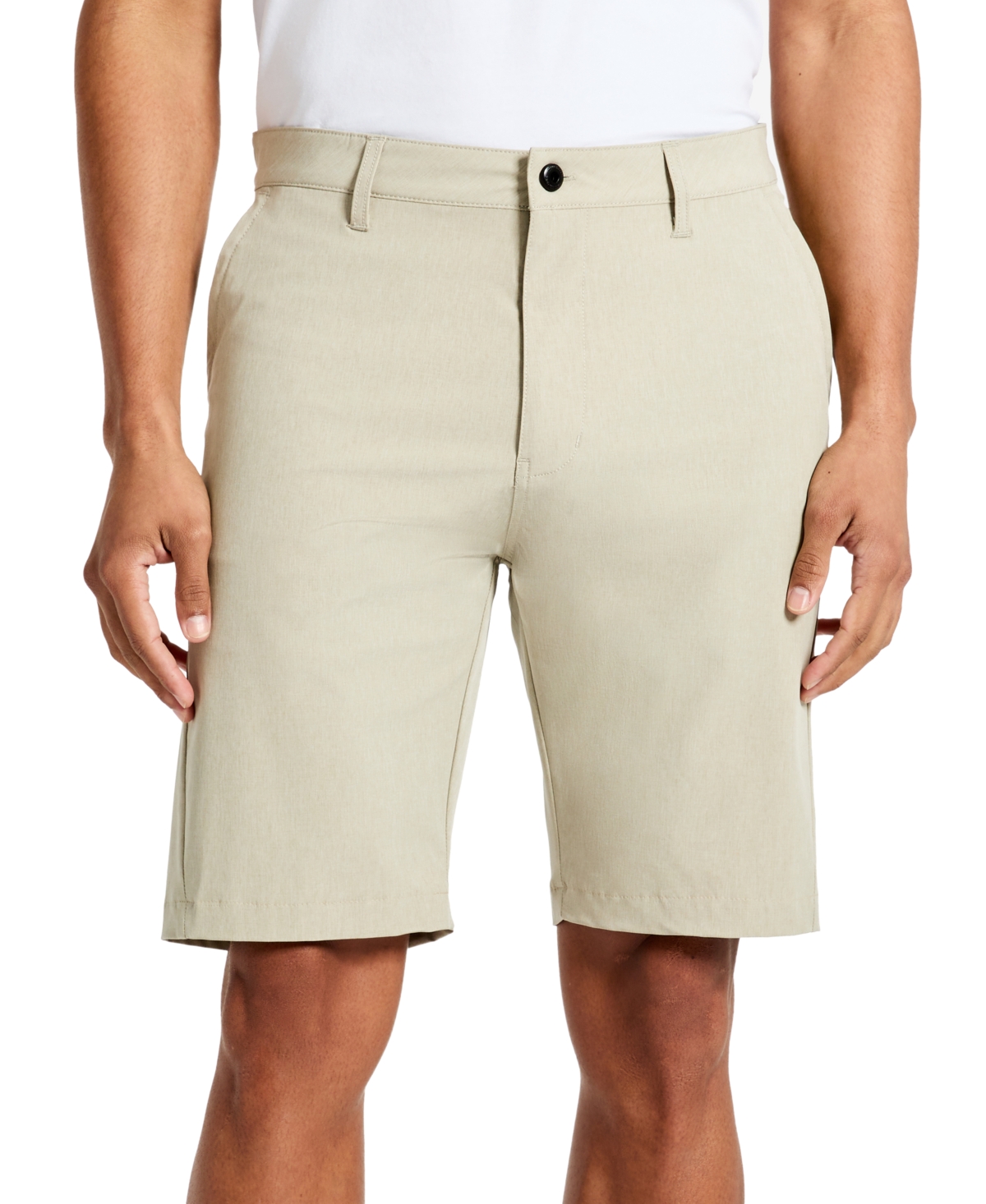 Shop Kenneth Cole Men's Heathered Tech Performance 9" Shorts In Khaki