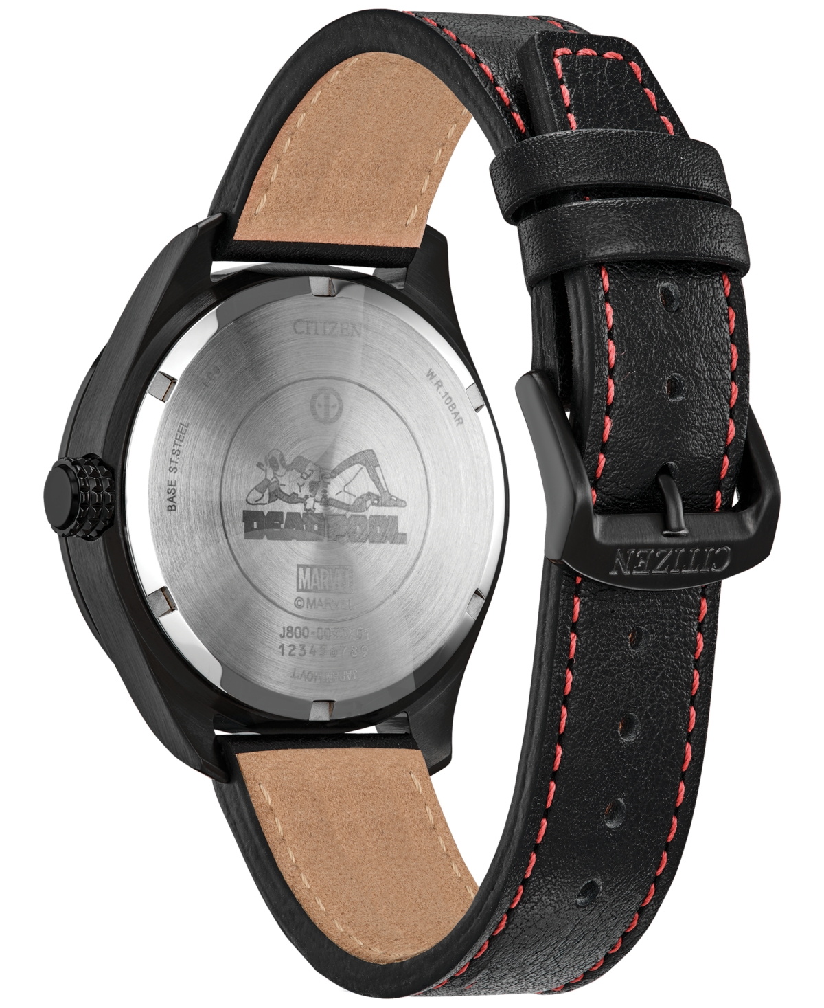 Citizen Eco-drive Men's Marvel Deadpool Returns Black Leather Strap Watch 43mm In No Color
