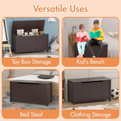 Streamdale Wooden Toy Storage Box with Safety Lid (Dark Brown)