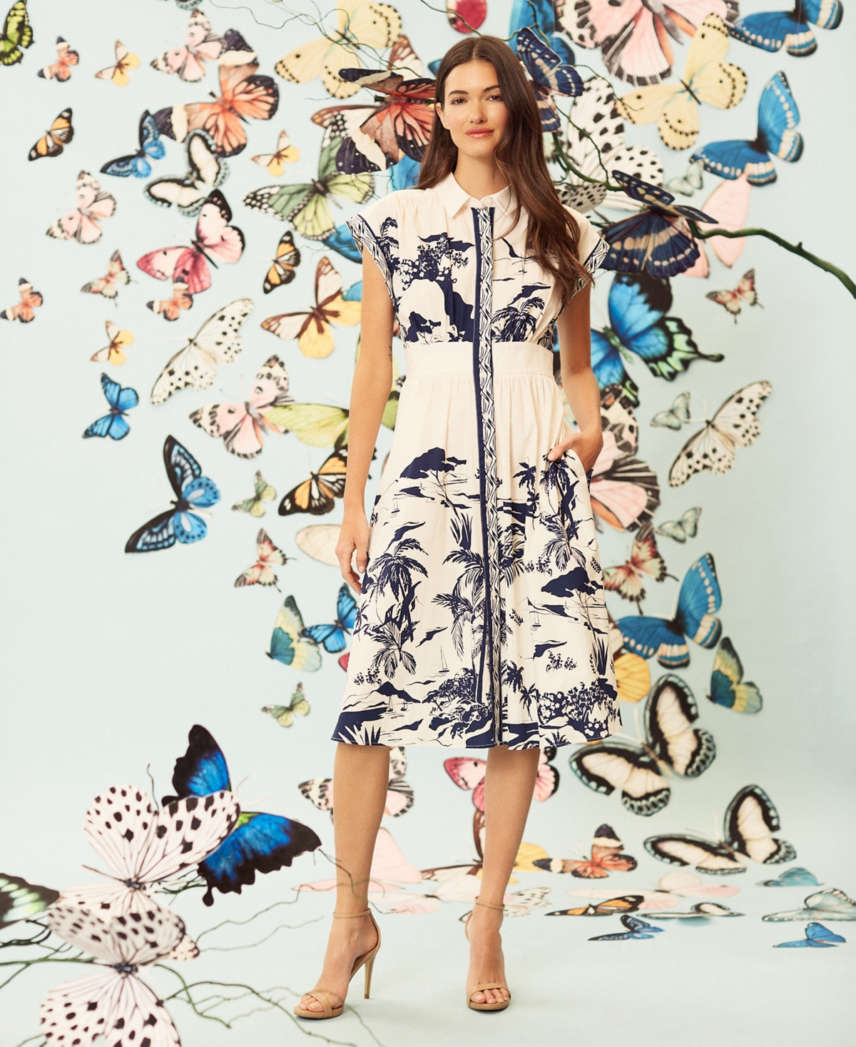 Maggy London Women's Printed Button-down Dress In Multi