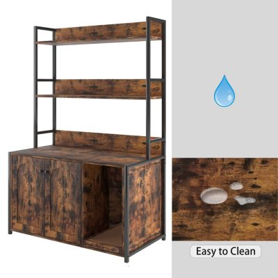 Cat Litter Box Enclosure with Storage & Scratch Pad